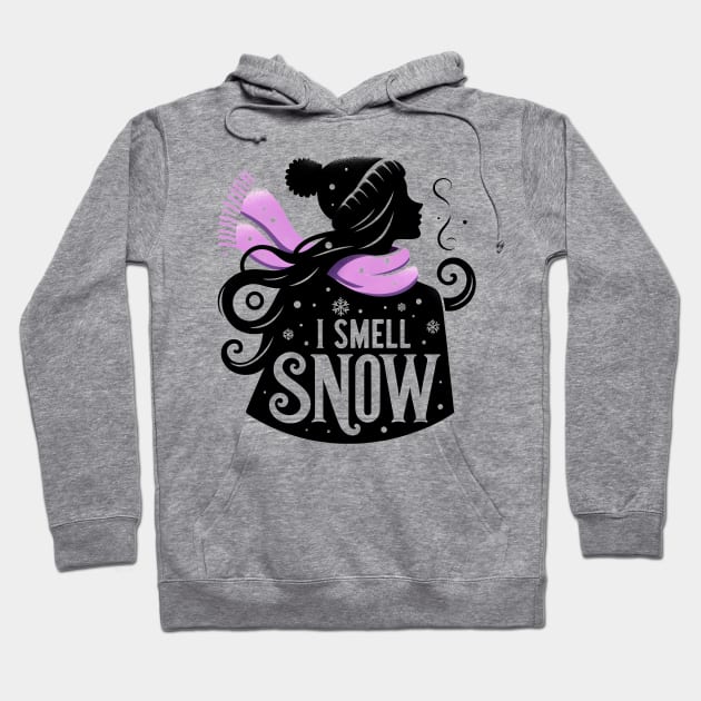 I Smell Snow - Whimsical Silhouette with a Scarf Hoodie by Fenay-Designs